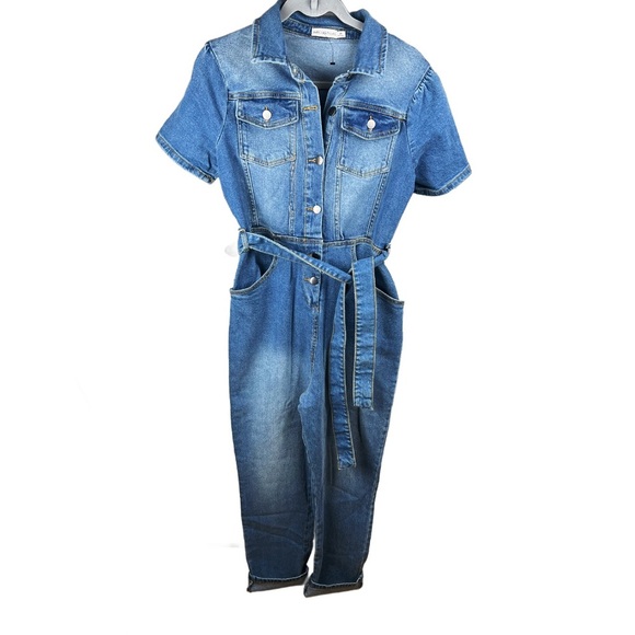 Avec Les Filles Women’s Tie Waist Jean Jumpsuit In Size 30 NWT - Picture 3 of 8